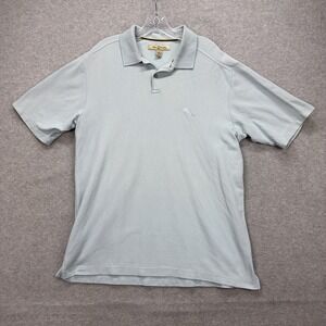 Tommy Bahama Polo Shirt Mens XL Light Blue Textured Preppy Beach Golf Marlin Y2K
